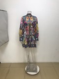 Plus Size Ruffles Printed Long Sleeve Mini Dress GHMF-25278