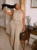 Sleeveless Solid Color Two Piece Pants Set GMSF-91380