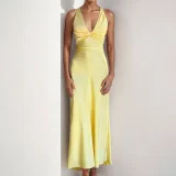 Plus Size Sleeveless Solid Color Ruched Maxi Dress GHMF-28978