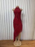 Embroidered Flower Irregular Maxi Dress GADE-11553