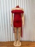 Solid Color Ruched Mesh Mini Dress GMYU-11390