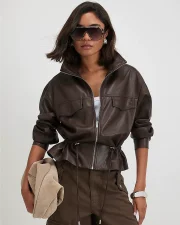 Long Sleeve Zipper Leather Jackets GXBQ-81356