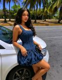 Sleeveles Square Neck Puff Mini Dress GADE-6809