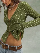 Polka Dot Printed Lace Patchwork Cardigan GMYS-WL260703