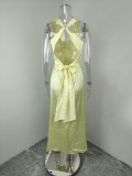 Plus Size Sleeveless Solid Color Ruched Maxi Dress GHMF-28978
