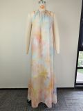 Plus Size Printed Sleeveless Backless Maxi Dress GHMF-30597