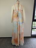 Plus Size Printed Sleeveless Backless Maxi Dress GHMF-30597