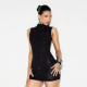 Sleeveless Mesh See Through Mini Dress GFRT-12181DBM