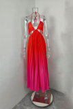Plus Size Hollow Out Gradient Halterneck Maxi Dress GHMF-29040