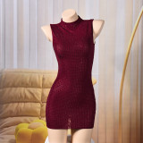 Sleeveless Mesh See Through Mini Dress GFRT-12181DBM