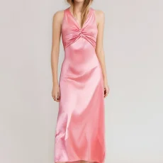 Plus Size Sleeveless Solid Color Ruched Maxi Dress GHMF-28978