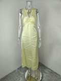 Plus Size Sleeveless Solid Color Ruched Maxi Dress GHMF-28978