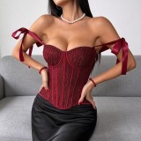 Steel Ring Fishbone With chest Cushion Tie Up Tank Top GPBY-8613