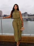 Sleeveless Solid Color Two Piece Pants Set GMSF-91380