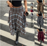 Plaid Printed Irregular Mid-skirts GSRX-1033