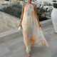 Plus Size Printed Sleeveless Backless Maxi Dress GHMF-30597