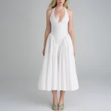Plus Size Sleeveless Solid Color Maxi Dress GHMF-28372