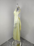 Plus Size Sleeveless Solid Color Ruched Maxi Dress GHMF-28978
