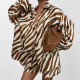 Plus Size Casual Printed Shirt Two Piece Shorts Set GHMF-29251