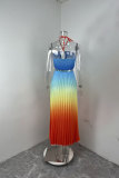 Plus Size Hollow Out Gradient Halterneck Maxi Dress GHMF-29040