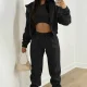 Plus Size Solid Color Sport Sweatshirt+Vest+Pants 3 Piece Set GHMF-8864