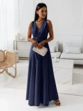 Tie Up V Neck Sleeveless Maxi Dress GMYS-LWZ0175