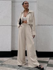 Solid Color Long Sleeve Casual Two Piece Pants Set GMYS-WL8246