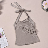 Solid Color Backless Two Piece Pants Set GNZD-12159PBM