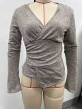 V Neck Flare Sleeve T Shirts GMYS-JQ69108