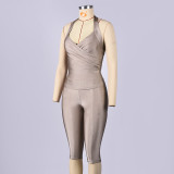 Solid Color Backless Two Piece Pants Set GNZD-12159PBM