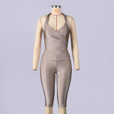 Solid Color Backless Two Piece Pants Set GNZD-12159PBM