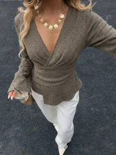 V Neck Flare Sleeve T Shirts GMYS-JQ69108