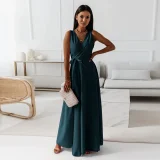 Tie Up V Neck Sleeveless Maxi Dress GMYS-LWZ0175