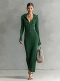Long Sleeve Hooded Knits Maxi Dress GMYS-XY6037