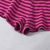 Stripe Backless Halterneck Two Piece Shorts Set GNZD-32802SBY