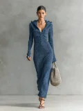 Long Sleeve Hooded Knits Maxi Dress GMYS-XY6037