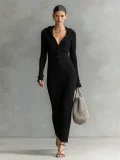 Long Sleeve Hooded Knits Maxi Dress GMYS-XY6037