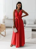 Tie Up V Neck Sleeveless Maxi Dress GMYS-LWZ0175