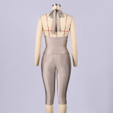 Solid Color Backless Two Piece Pants Set GNZD-12159PBM