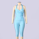 Solid Color Backless Two Piece Pants Set GNZD-12159PBM