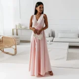 Tie Up V Neck Sleeveless Maxi Dress GMYS-LWZ0175
