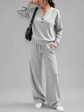 Solid Color Long Sleeve Sport Two Piece Pants Set GMYS-XY6061
