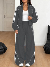 Zipper Long Sleeve Coat Sport Pants Loose Suit HNIF-SR016