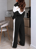 Color Block Sports Zipper Coat 2 Piece Pants Set HNIF-SR015