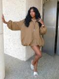Long Sleeve Loose Zipper Coats GTGE-MH1055