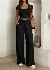 Solid Color Sleeveless Vest Two Piece Pants Set GMYS-WL8347