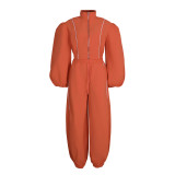 Long Sleeve Hooded Short Jackets Two Piece Pants Set AIL-371