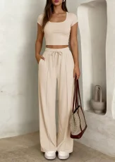 Solid Color Sleeveless Vest Two Piece Pants Set GMYS-WL8347