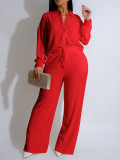 Solid Color Long Sleeve Two Piece Pants Set HNIF-YM122