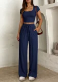 Solid Color Sleeveless Vest Two Piece Pants Set GMYS-WL8347